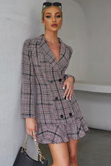 Waist slimming long-sleeved suit dress