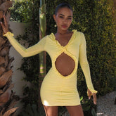 Solid Color Hollow Out Cutout Out Cropped Lace Sheath