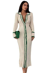 Slim Lapel Long Cardigan Dress