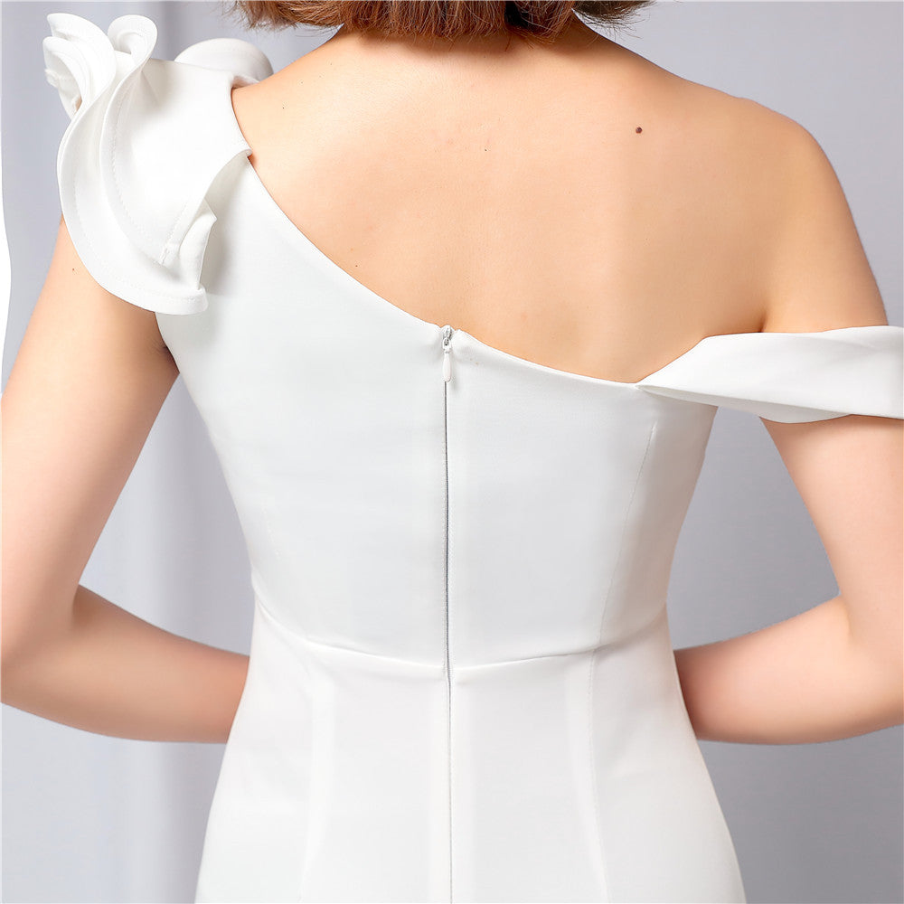 Delana Formal One Charming Shoulder Satin Dress