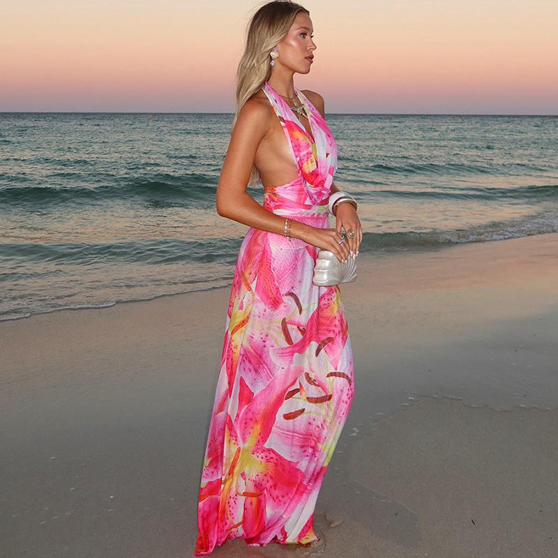 Backless Halter Maxi Dress