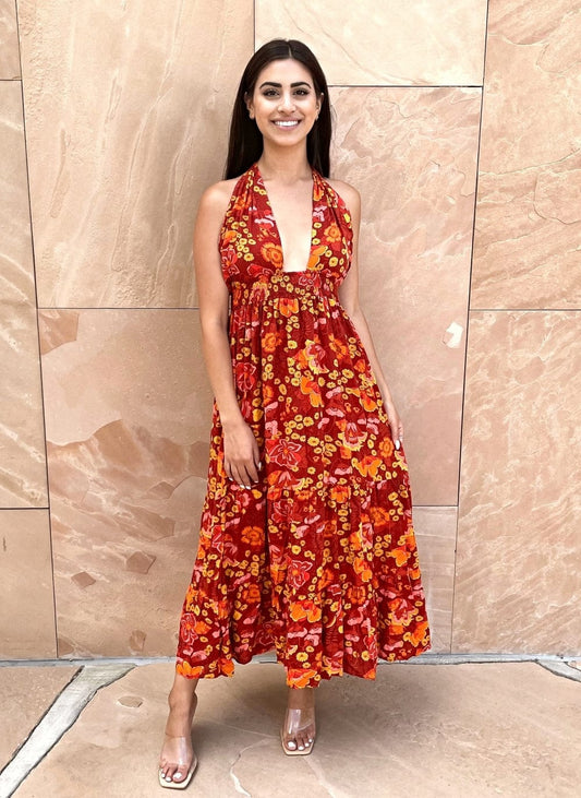 Halter Floral Maxi Dress