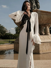 Long Sleeved Ruffled Slit Maxi Dress for Women