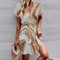 SIMA - CHIC GRAPHIC V-NECK DRESS