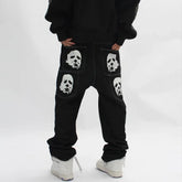 Bat Print Gothic Streetwear Pant black / S