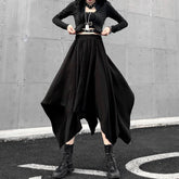 Irregular High Waist Long Skirt black / One Size