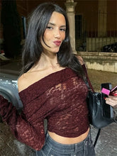 Summer Lace Hollow Out Off-Shoulder Cropped T-Shirt