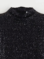 Rosena - Shoulder Padded Sequins Mini Dress