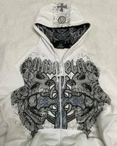Dark Skull Oversized Zipper Hoodie