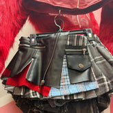 Cotton Lace Patchwork Plaid Skirt