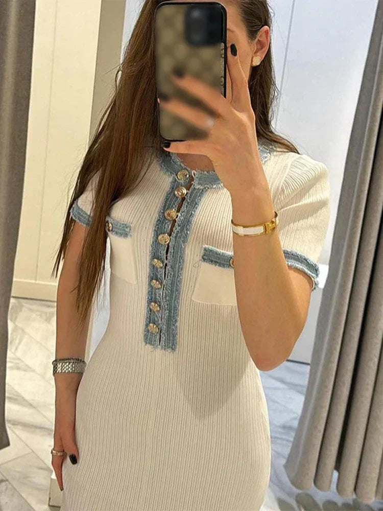 Pleated Knit Maxi Dress