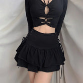 Lace Plaid Gothic Lolita Skirt black / S