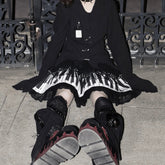 Baggy Lace Gothic Lolita Cake Skirt Black / One Size