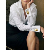 White Shirt With Gold Buttons