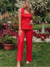 Square Neck Sleeveless Waistcoat Pant Suit