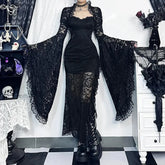 Traditional Gothic Lace Flare Sleeve Shirt black / S