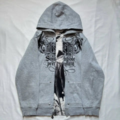 Dark Skull Print Oversized Hoodie gray1 / S