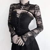 Obscure Gothic Lace Mesh Blouse Black / S