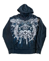 Dark Skull Print Oversized Hoodie black6 / S