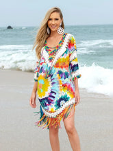 Tie Dye Tassel Beach Cover Up color / One Size