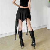 Cross Stitched Denim Skirt Black / S