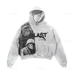 Dark Off Shoulder Pullover Hoodie white / M