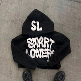 Dark Alphabet Graphic Pullover Hoodie