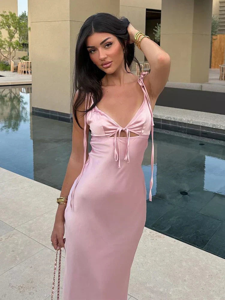 Sleeveless Satin Maxi Dress