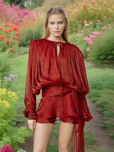 Elegant V-Neck Lace-Up Summer Style Mini Dress