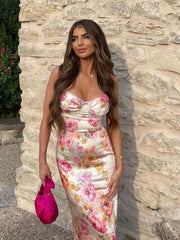 Lucy | Floral Satin Maxi Dress