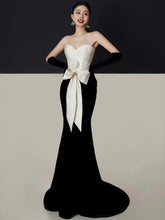 3D Flower Bowknot Patchwork Velvet Dress