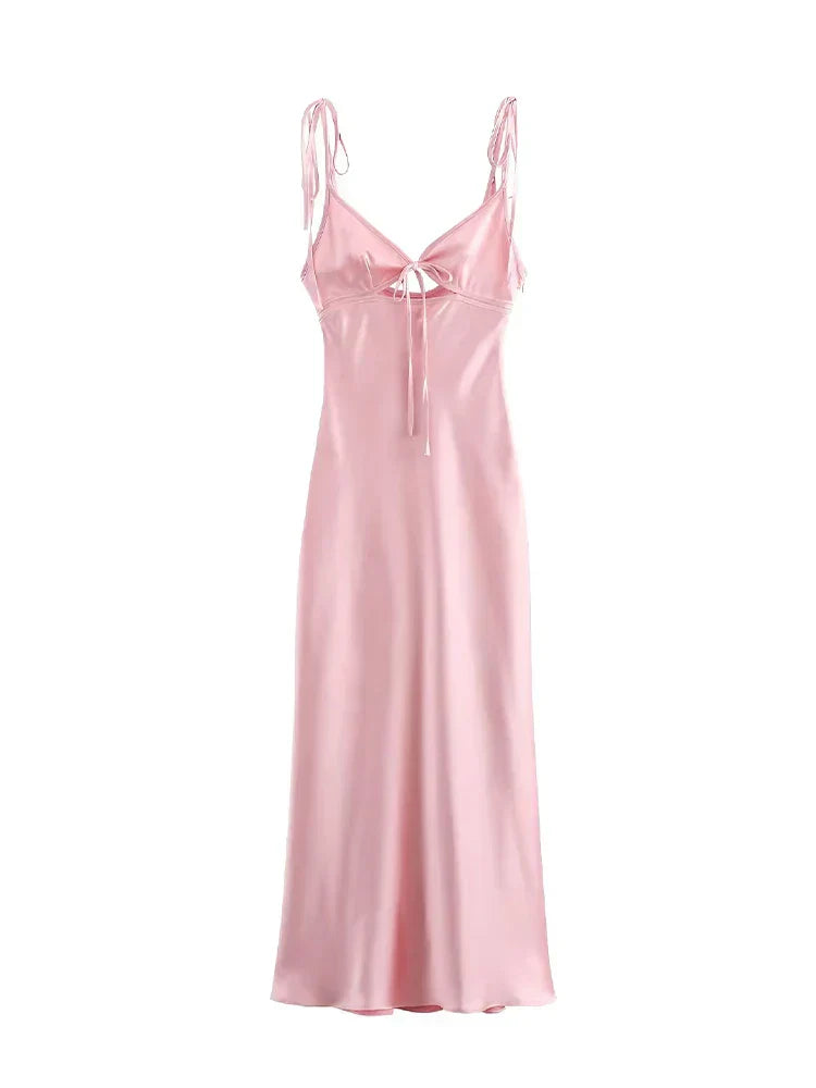 Sleeveless Satin Maxi Dress
