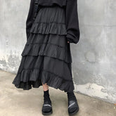 Gothic High Low Ruched Ruffle Skirt