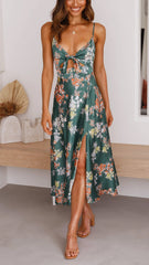 Satin Split Midi Dress