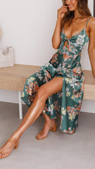 Satin Split Midi Dress