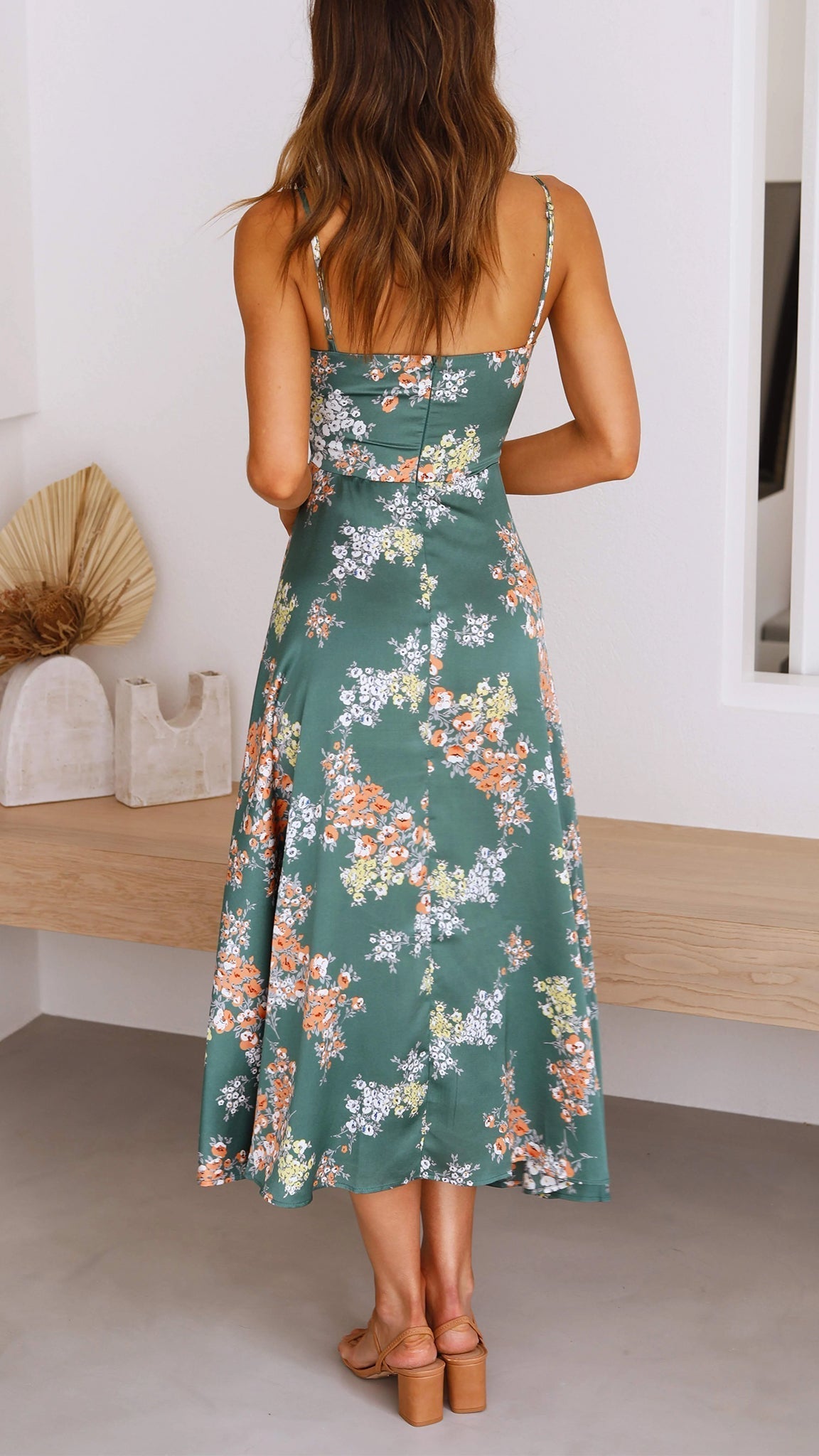 Satin Split Midi Dress
