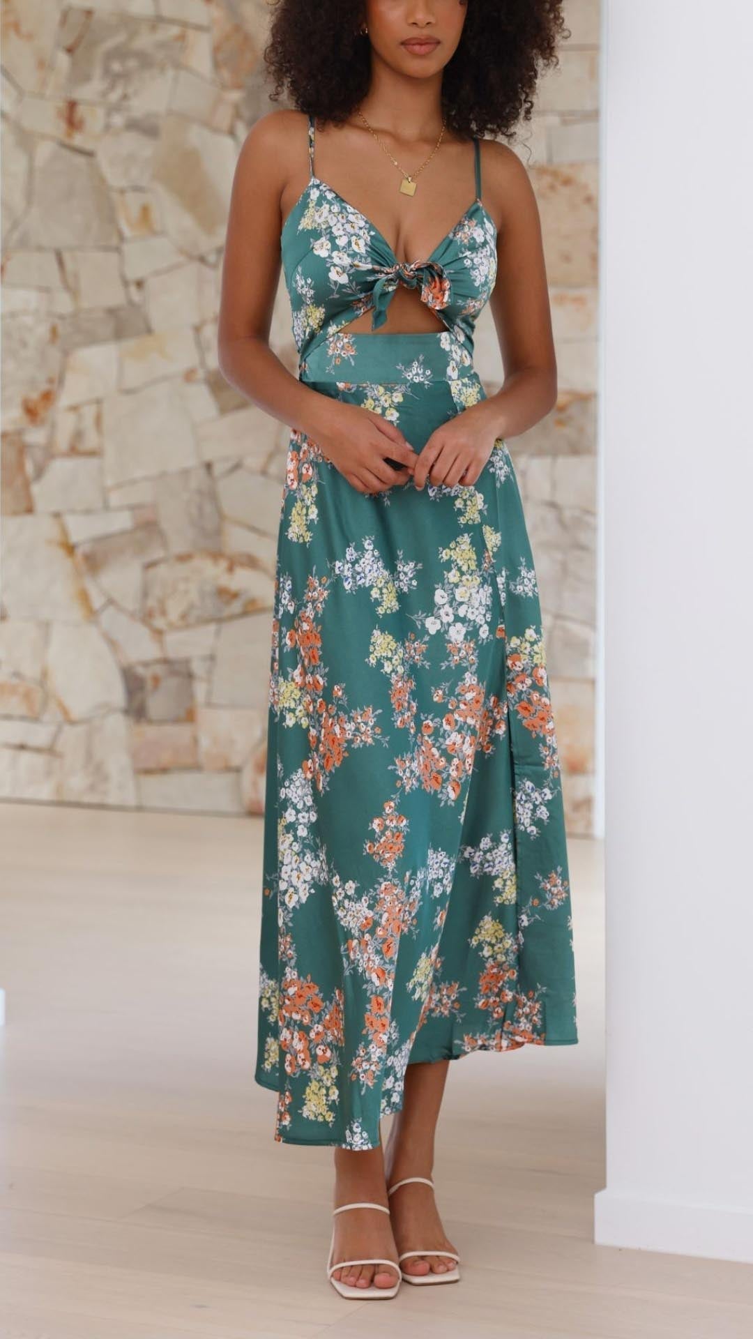 Satin Split Midi Dress