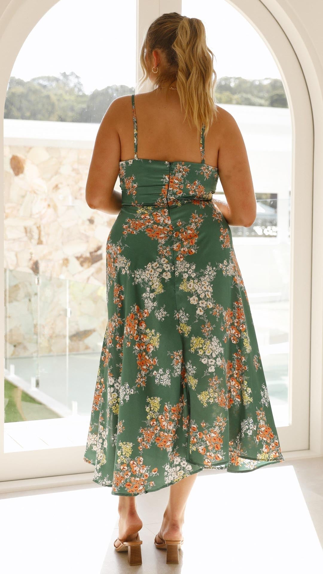 Satin Split Midi Dress