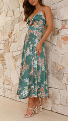 Satin Split Midi Dress