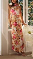 Floral Halter Maxi Dress