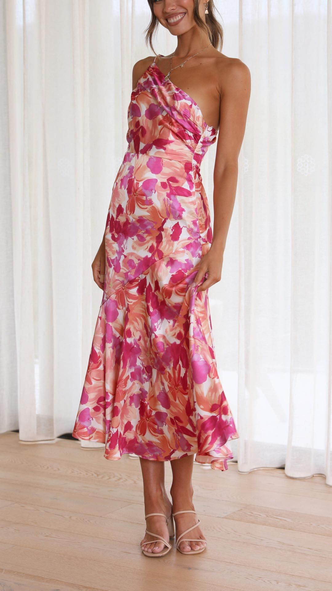 Floral Shoulder Midi Dress