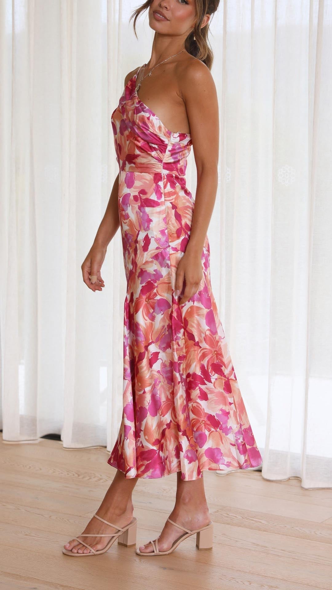 Floral Shoulder Midi Dress