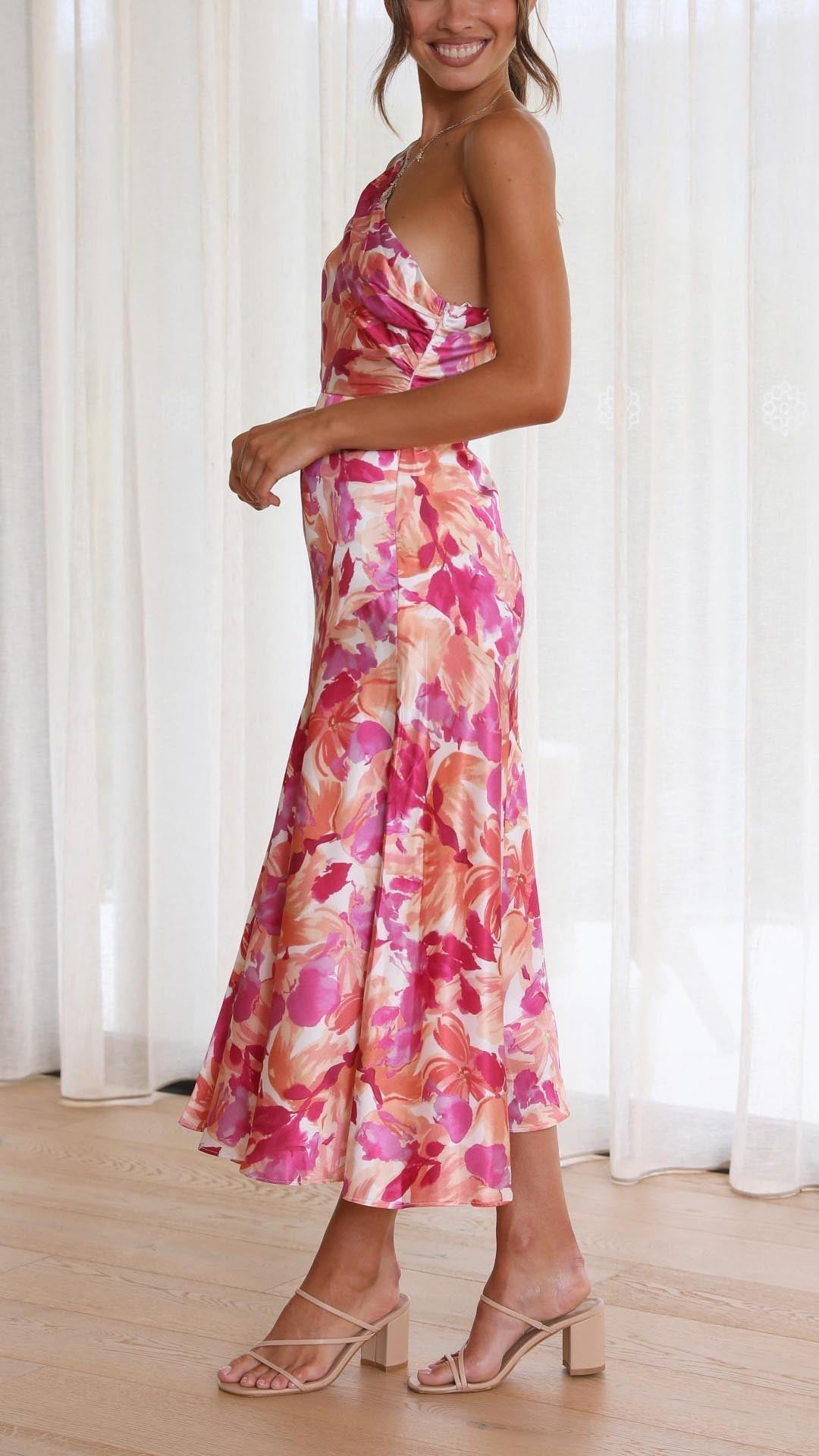 Floral Shoulder Midi Dress