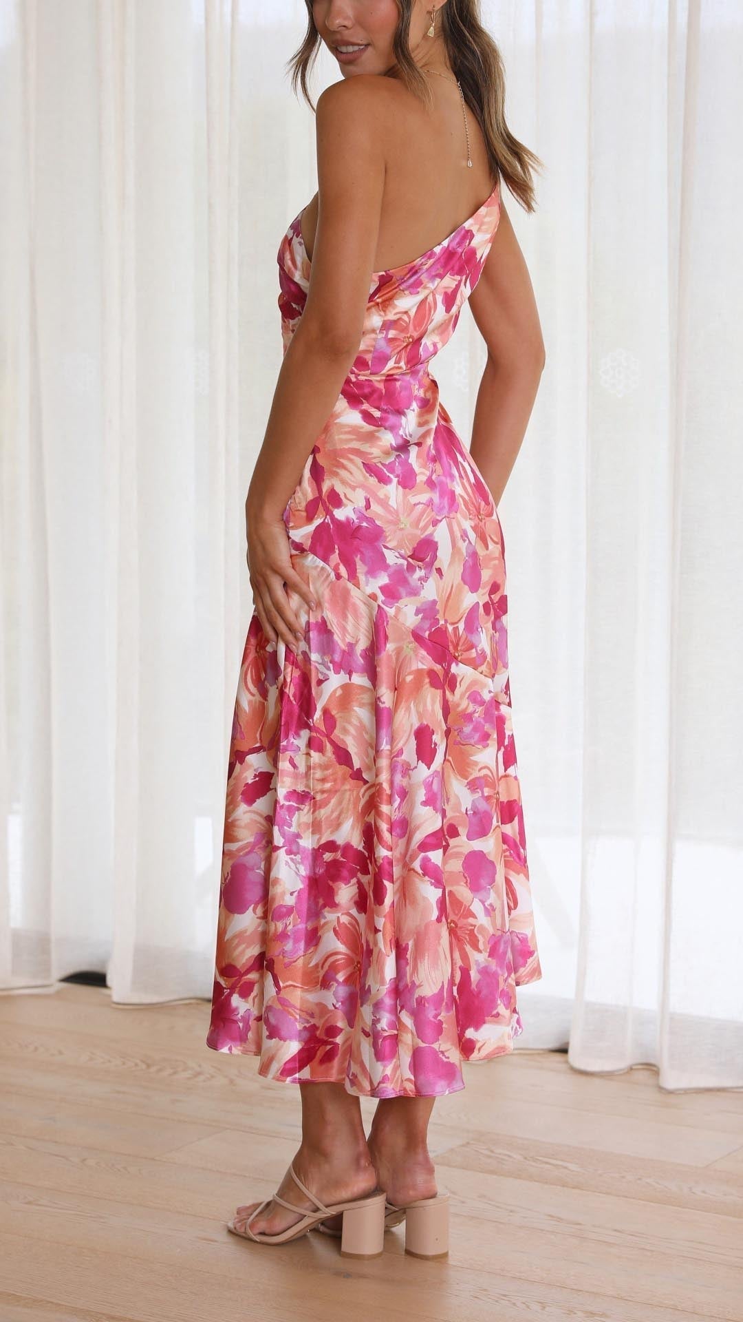 Floral Shoulder Midi Dress