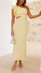 One-Shoulder Cutout Maxi Dress