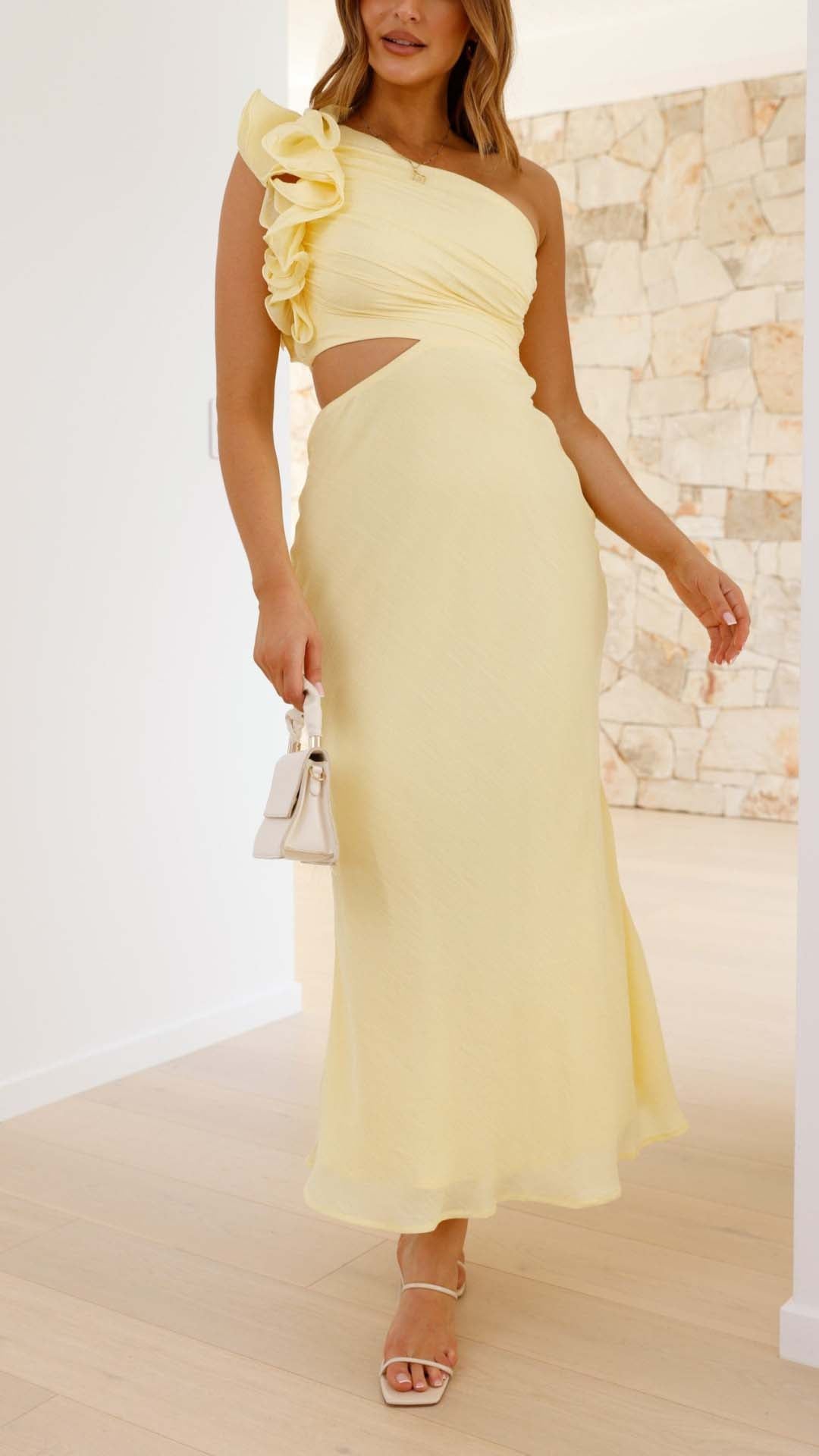 One-Shoulder Cutout Maxi Dress