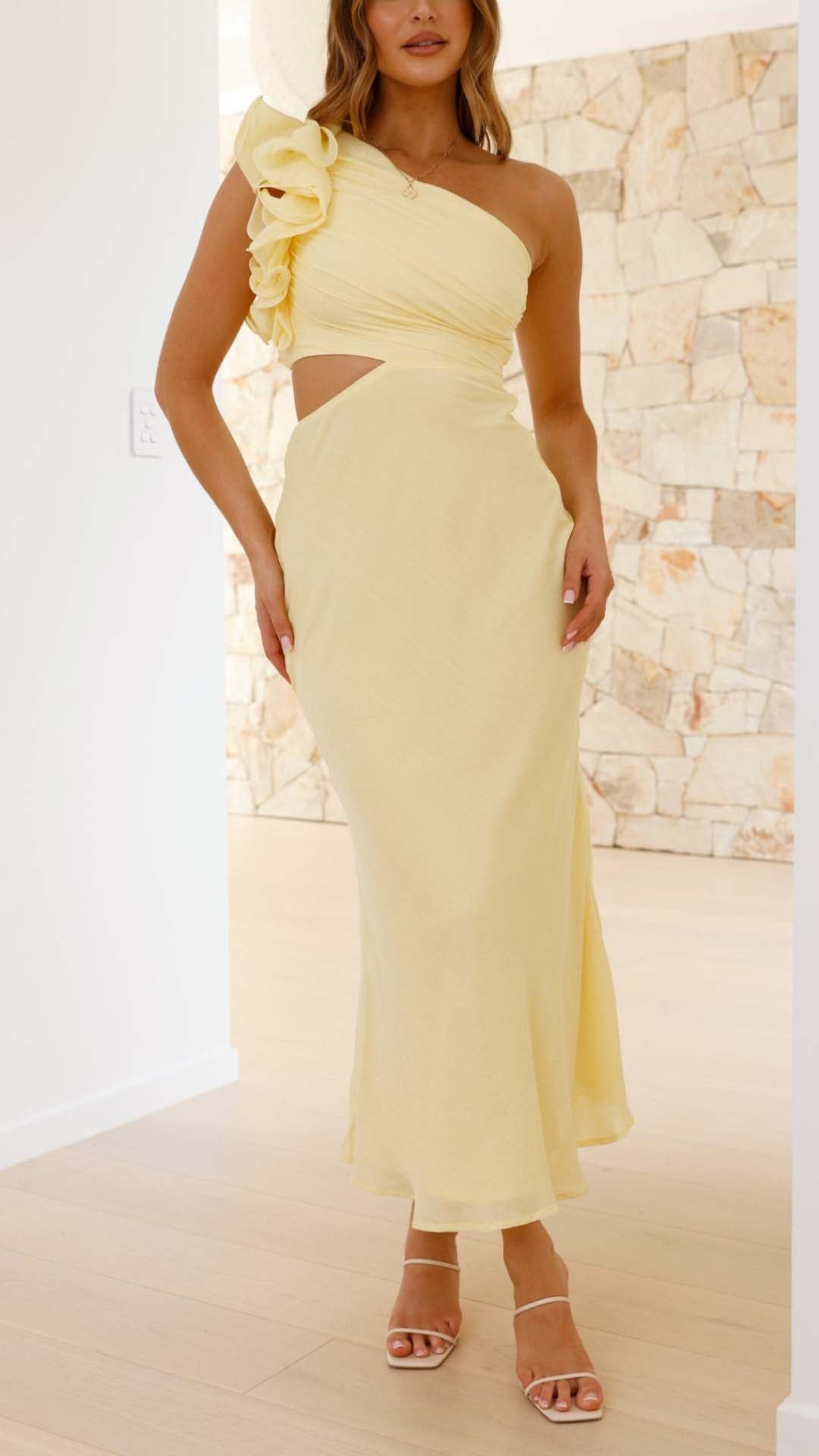 One-Shoulder Cutout Maxi Dress