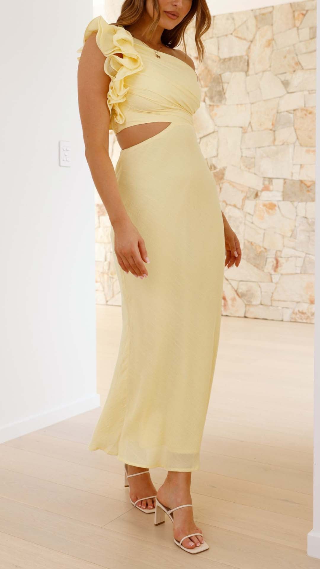 One-Shoulder Cutout Maxi Dress
