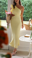 One-Shoulder Cutout Maxi Dress