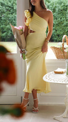 One-Shoulder Cutout Maxi Dress